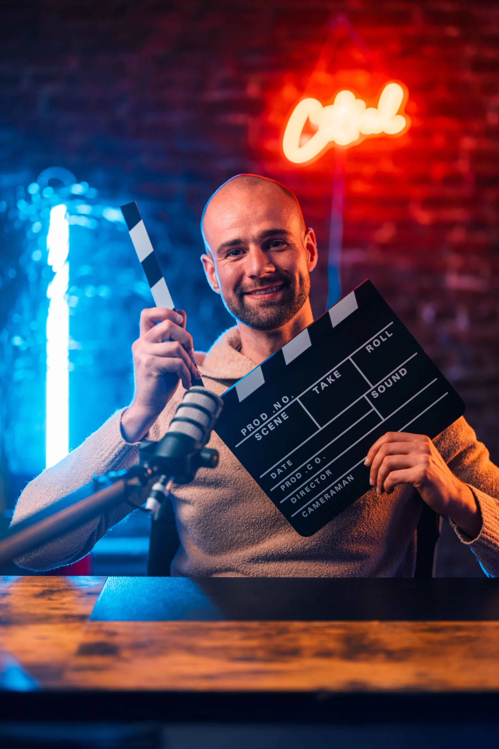 Een afbeelding van Gijs in de studio
